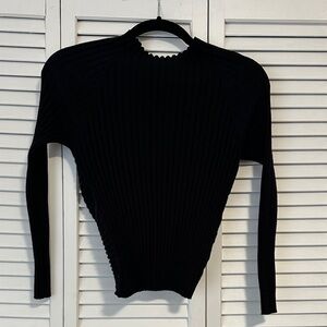 Lucy Paris Black Ribbed Crew Neck Sweater